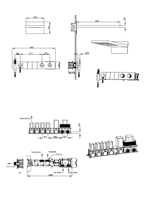 Встроенная душевая система Boheme ZODIAC с термостатом, трехпозиционная Shine Gun Metal 133-SGM