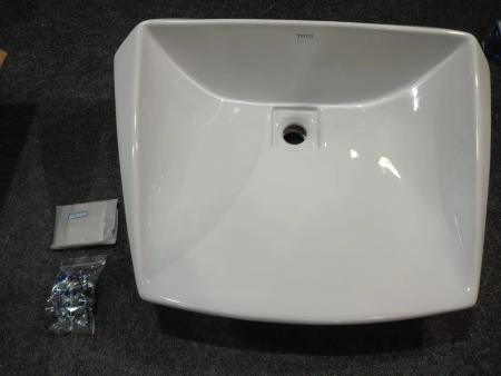 TOTO Jewelhex Раковина 607x483x211(160)мм, накладная, без отв.под смес., без перелива, без д/кDH446VE, с накладкой хром, CeFiONte, цвет:белый