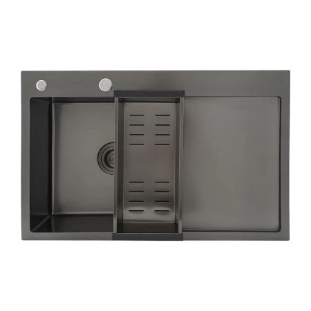 Кухонная мойка GAPPO GS7850-6L с коландером, графит
