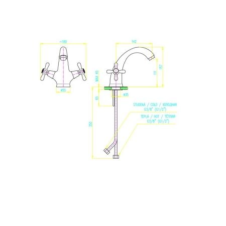 Смеситель Rav Slezak MORAVA RETRO MK528.5Z для раковины, цвет Золото