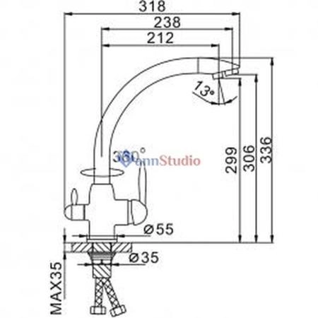 Смеситель для кухни Frap F4399-8 с краном для фильтр/воды белый