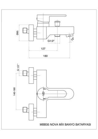 Смеситель для ванны GPD NOVA MBB35 хром