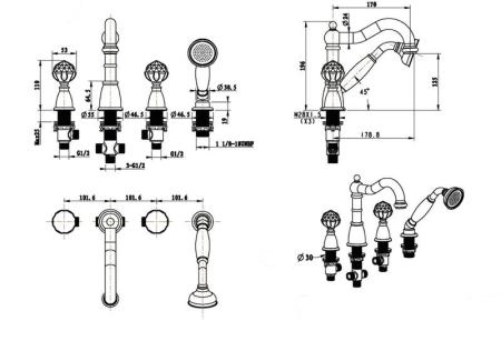 СМЕСИТЕЛЬ ВРЕЗНОЙ Boheme BRILLANTE_Комплект 393