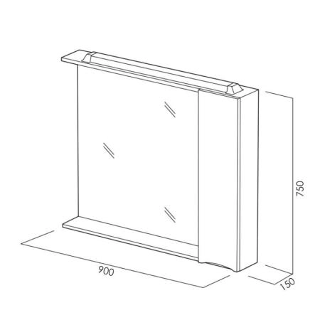 Шкаф Belbagno MARINO Bianco Lucido зеркальный подвесной с подсветкой, левосторонний MARINO-SPC-900/750-1A-BL-P-L