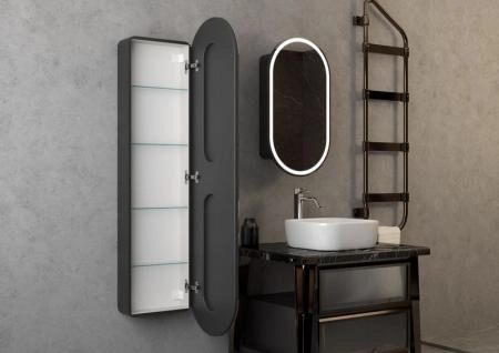 Зеркало Континент-пенал Elmage black LED 450х1600