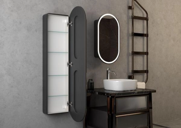 Зеркало Континент-пенал Elmage black LED 450х1600