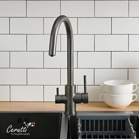 Cмеситель для кухни Ceruttispa Аниэлло GG (ANIELLO GG) из нержавеющей стали, цвет графит
