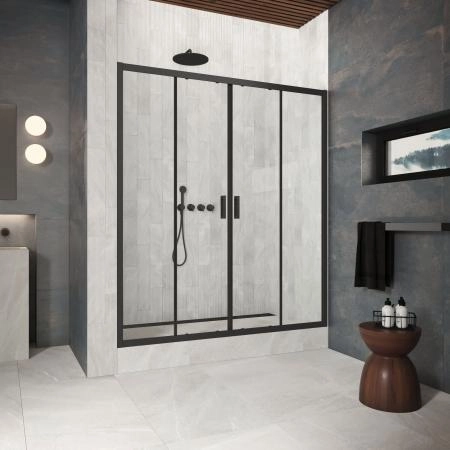 Душевая дверь Vegas-glass Z2P Protec 220 02М 01, профиль черный матовый, стекло прозрачное