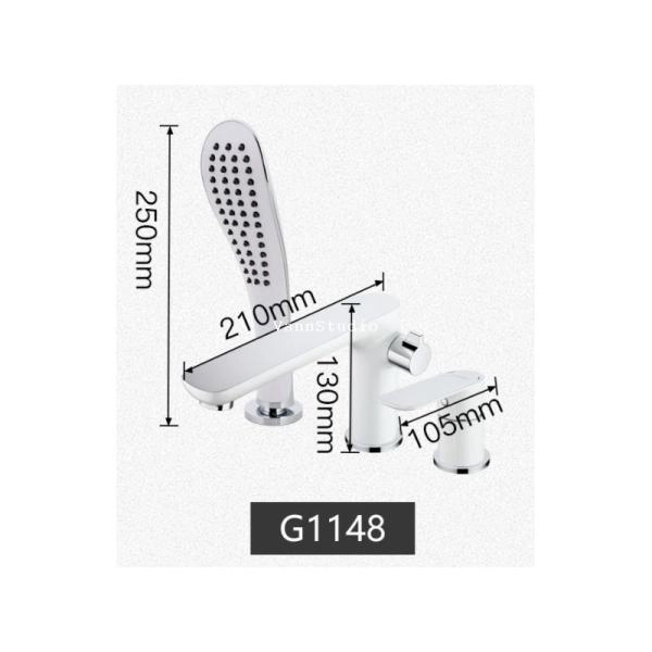 Смеситель Gappo G1148 на борт ванны на 3 отверстия, хром белый