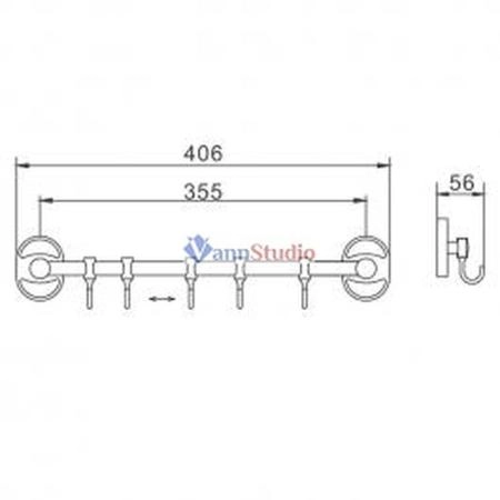 F1915-5 Планка Frap 5 крючков подвижные