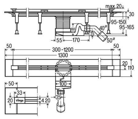 Лоток для душа viega Advantix Vario 4965.21 704 360