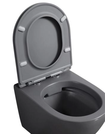 Унитаз ABBER BEQUEM AC1101MG подвесной серый матовый, безободковый