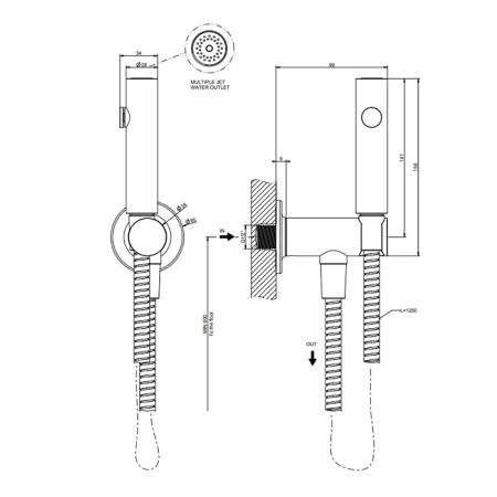 GESSI INCISO Гигиенический душ на 1/2". Цвет: Шлифованный черный металик