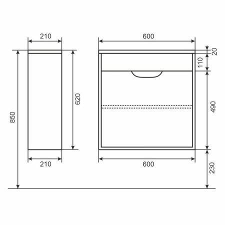 Тумба под раковину для ванной Uperwood Modul 60 см, подвесная, матовая, белая