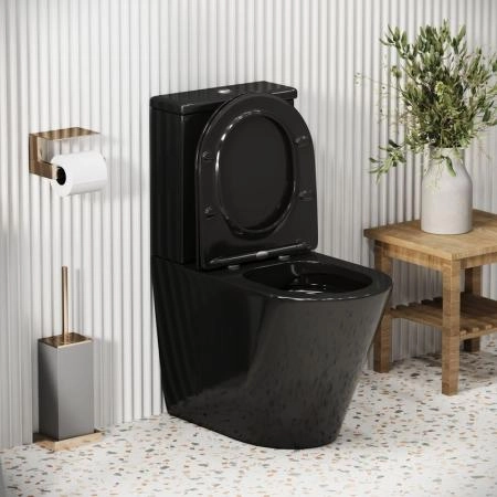 Унитаз Grossman GR-4480BS Color (620*365*810) ЧЕРНЫЙ напольный Безободковый с тонкой крышкой