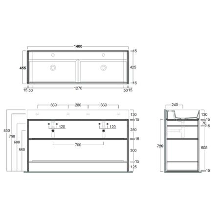 Simas Agile Структура металлическая 141x46xh72см, напольная, для раковины с 1 отв., AG141, с 2 полками, цвет: черный матовый