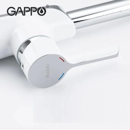 Смеситель Gappo G4303-8 для кухни с краном для питьевой воды белый/хром