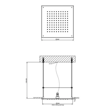 Gessi Emporio shower Верхний душ 36х36см., QUADRO, потолочный, цвет: Steel Brushed
