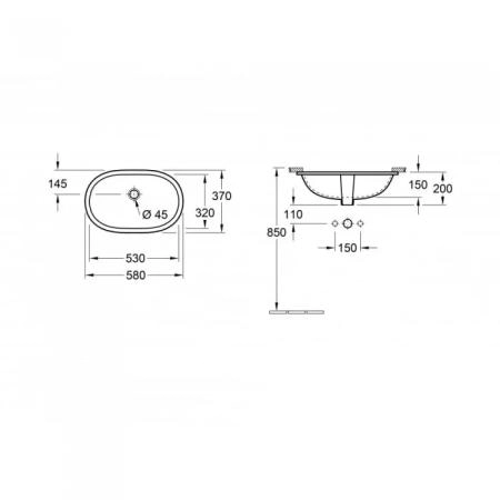 Villeroy&Boch O.novo Раковина для установки под столешницу 53х32х20.5, с переливом, цвет: альпийский белый