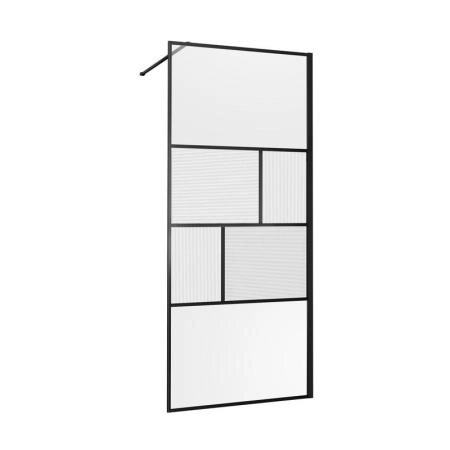 Душевая перегородка Vincea Walk-In VSW-1HC100CFB, 1000*2000, черный, стекло прозрачное/рифленое