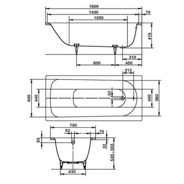 Ванна Kaldewei Saniform Plus 372-1 160x75 сталь 112500010001