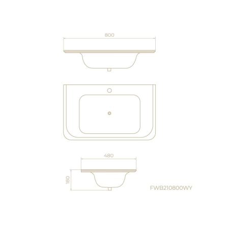 Раковина KNOTLOR ОБЛАКО FWB210800WY, встраиваемая матовый белый, 80 см