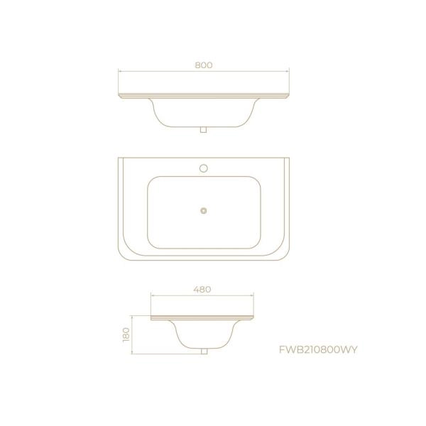 Раковина KNOTLOR ОБЛАКО FWB210800WY, встраиваемая матовый белый, 80 см