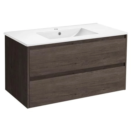 Тумба под раковину Vincea Gio 100 подвесная, 2 выкатных ящика soft-close, R.Oak