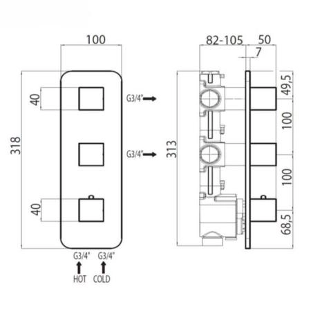 Термостат для ванны с душем Bossini Oki Z031204.021, золото