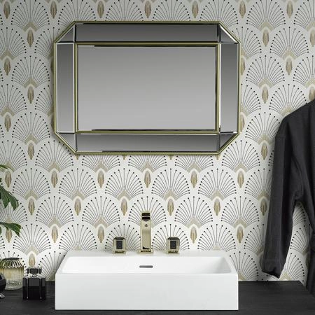 THG Metropolis Cristal Noir Смеситель для раковины на 3 отверстия, с донным клапаном, цвет: Soft Gold