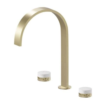Newform Ionika Allure Смеситель для раковины, 3 отв., высокий, цвет: PVD brushed pale gold