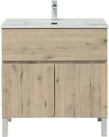 Тумба под раковину Aquanet Алвита New 80 1 ящик, 2 дверцы, дуб веллингтон белый