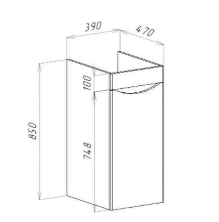 Тумба под раковину Bellezza Олиссия 100 L напольная белая