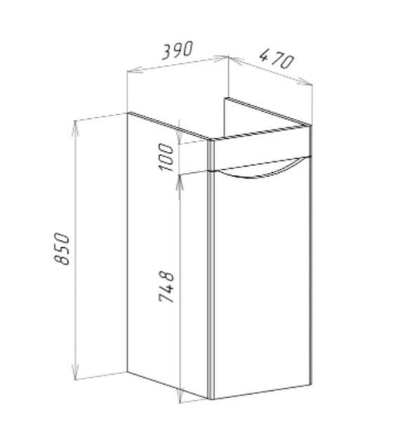 Тумба под раковину Bellezza Олиссия 100 L напольная белая