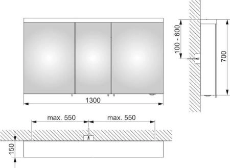 Зеркальный шкаф Keuco Royal Reflex.2 1300 x 700 x 150 mm 24205171301