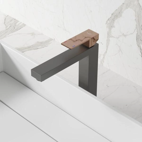 Смеситель NT BAGNO NT9001НGG ADIGO HGG для раковины серый матовый