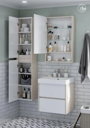 Зеркальный шкаф AQUATON Сканди 55 белый, дуб верона 1A252102SDB20