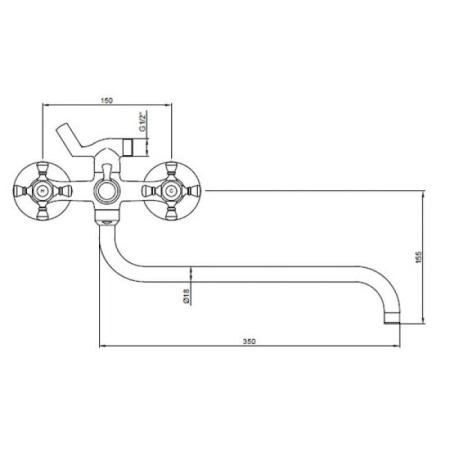 Смеситель для ванны KAISER Grace (11070К) с душем  хром