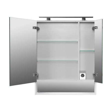 Roca The Gap Original Зеркальный шкаф 70x12.9x85см, с LED-светильником, блоком с розеткой, цвет: белый матовый