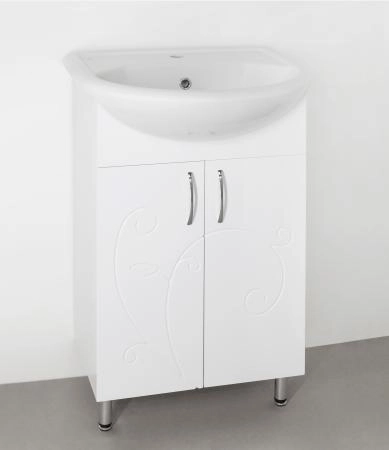 Тумба под раковину Style Line Эко Фьюжн 55 напольная с дверками, белая