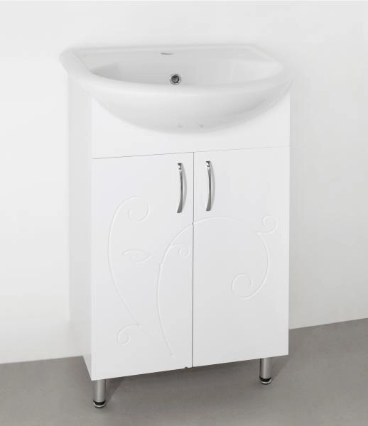 Тумба под раковину Style Line Эко Фьюжн 55 напольная с дверками, белая