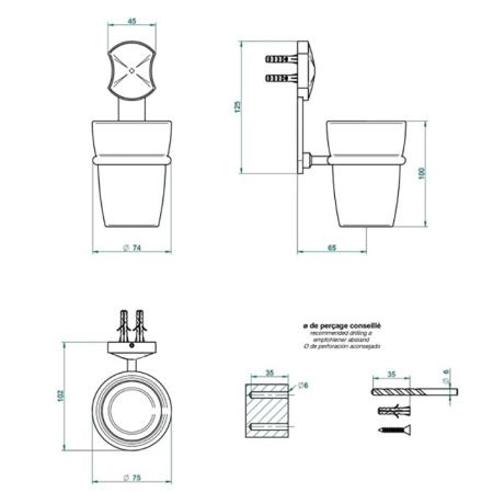 THG Infini white porcelain Стакан стеклянный, подвесной, цвет: хром