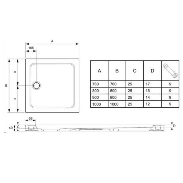 Поддон для душа Jacob Delafon FLIGHT E62462-00 100x100 см литьевой мрамор