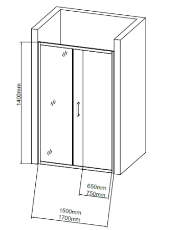 Шторка для ванны GROSSMAN GR-170/2 (140*170) алюминиевый профиль, стекло прозрачное 6мм