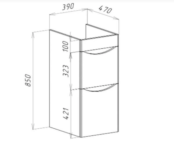 Тумба под раковину Bellezza Олиссия 100 напольная с 2 ящ. белая