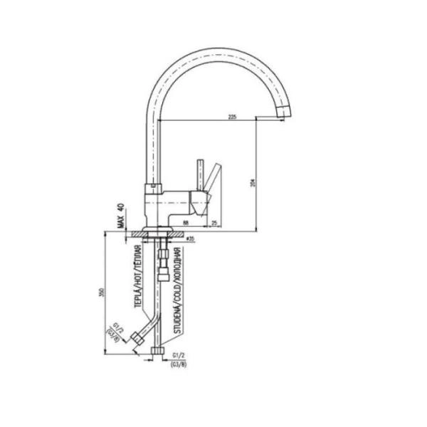 Смеситель Rav Slezak SE908.5/4 для кухни с поворачивающим краном