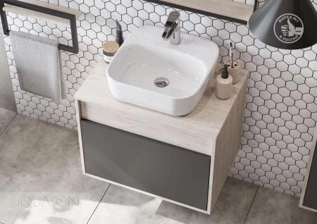 Тумба под раковину AQUATON Лофт Урбан 65 серый графит, дуб орегон 1A254001LQX60