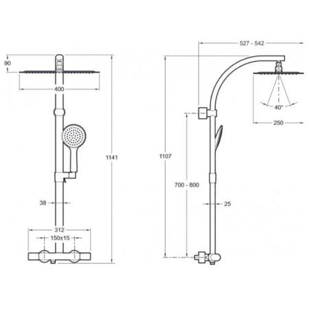 Душевая система Jacob Delafon TALAN E20642-CP термостат для душа,хром