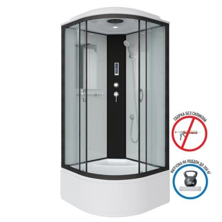 Душевая кабина Niagara NG-6707-14P 800х800х2150 высокий поддон 40см стекло прозрачное черные профиля