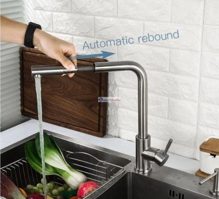 Смеситель для кухни Frap F60899 выдвижной излив сатин